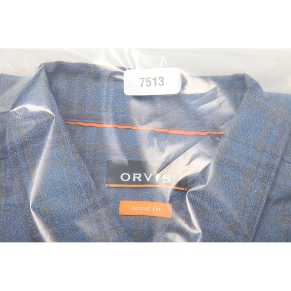 Orvis Shirt Mens Large Blue Plaid Active Fit Long Sleeve Button Front Outdoor - Picture 10 of 10
